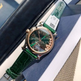 Chopard Happy Sport New Leather Strap Watch Green