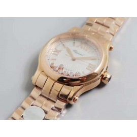 Chopard Steel Strap Happy Diamonds Watch For Women Gold