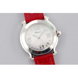Chopard Fashion Leather Strap Happy Sport Watch Red