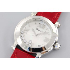 Chopard Fashion Leather Strap Happy Sport Watch Red