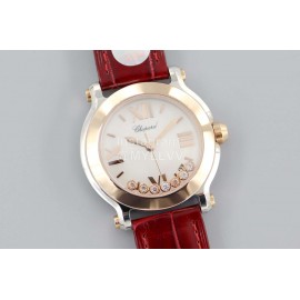 Chopard Fashion Red Leather Strap Happy Sport Watch 