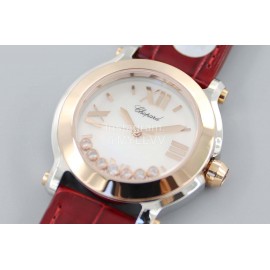 Chopard Fashion Red Leather Strap Happy Sport Watch 