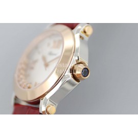 Chopard Fashion Red Leather Strap Happy Sport Watch 