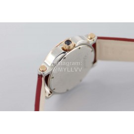 Chopard Fashion Red Leather Strap Happy Sport Watch 