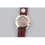 Chopard Fashion Brown Leather Strap Happy Sport Watch 
