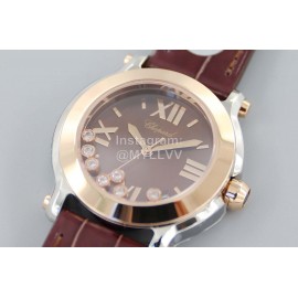 Chopard Fashion Brown Leather Strap Happy Sport Watch 