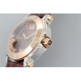 Chopard Fashion Brown Leather Strap Happy Sport Watch 