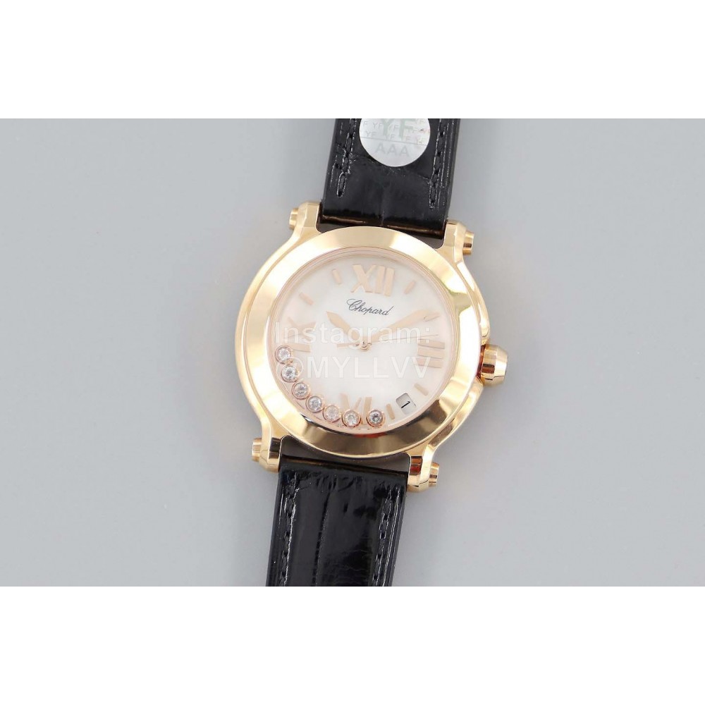 Chopard Fashion Black Leather Strap Happy Sport Watch 