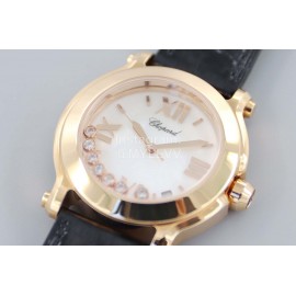 Chopard Fashion Black Leather Strap Happy Sport Watch 