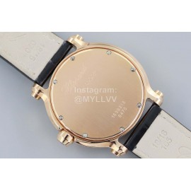 Chopard Fashion Black Leather Strap Happy Sport Watch 