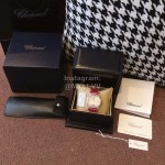 Chopard Fashion Diamond Silk Strap Watch Rose Red