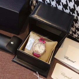 Chopard Fashion Diamond Silk Strap Watch Rose Red