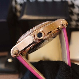 Chopard Fashion Diamond Silk Strap Watch Rose Red