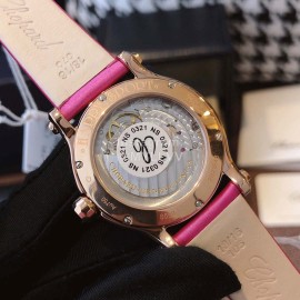 Chopard Fashion Diamond Silk Strap Watch Rose Red