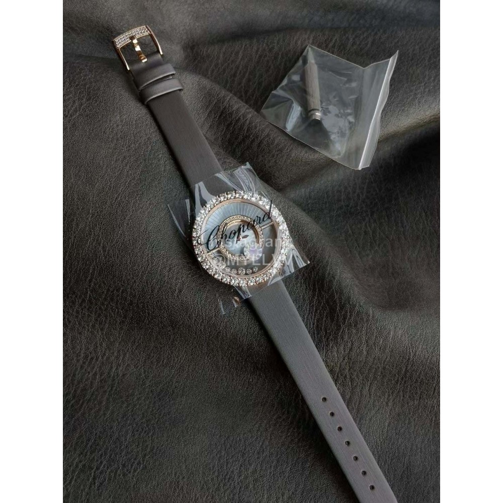 Chopard Blingbling Diamond Dial Leather Strap Watch