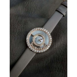 Chopard Blingbling Diamond Dial Leather Strap Watch