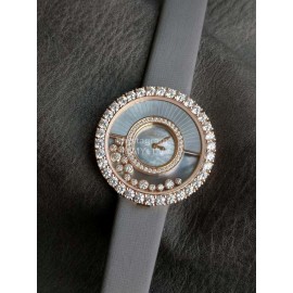 Chopard Blingbling Diamond Dial Leather Strap Watch
