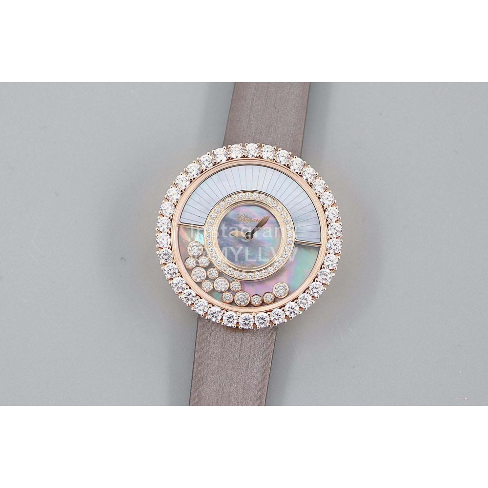 Chopard Blingbling Diamond 36mm Dial Leather Strap Watch 