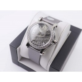 Chopard Gray Silk Strap Roman Numeral Dial Watch