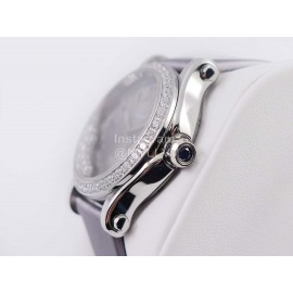 Chopard Gray Silk Strap Roman Numeral Dial Watch
