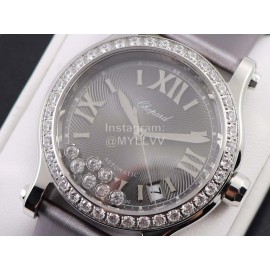 Chopard Gray Silk Strap Roman Numeral Dial Watch