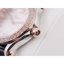 Chopard Silk Strap Roman Numeral Diamond Dial Watch Black