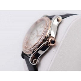 Chopard Silk Strap Roman Numeral Diamond Dial Watch Black