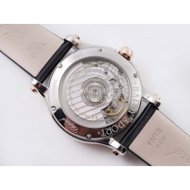 Chopard Silk Strap Roman Numeral Diamond Dial Watch Black
