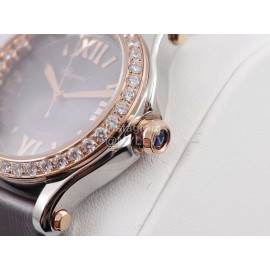 Chopard Silk Strap Roman Numeral Diamond Dial Watch Gray