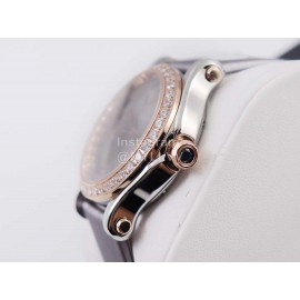 Chopard Silk Strap Roman Numeral Diamond Dial Watch Gray