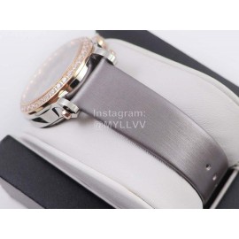 Chopard Silk Strap Roman Numeral Diamond Dial Watch Gray