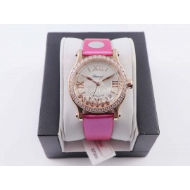 Chopard Silk Strap Roman Numeral Dial Watch Rose Red