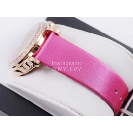 Chopard Silk Strap Roman Numeral Dial Watch Rose Red