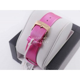 Chopard Silk Strap Roman Numeral Dial Watch Rose Red