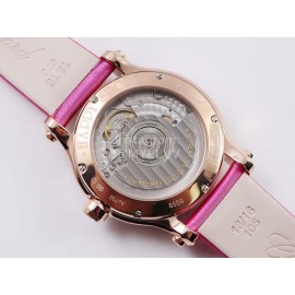 Chopard Silk Strap Roman Numeral Dial Watch Rose Red