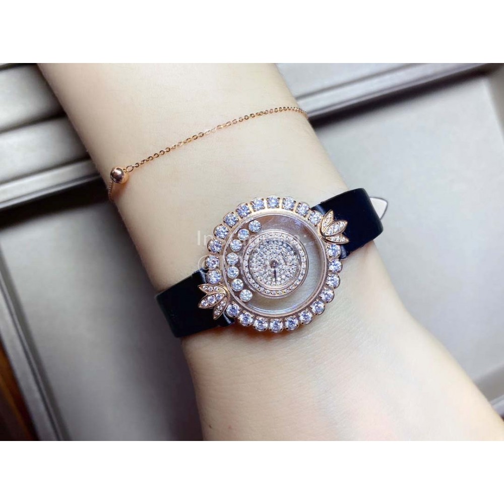 Chopard New Clover Sapphire Crystal 28mm Dial Watch For Women Black 