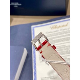 Chopard Happy Sport Series Diamond Leather Strap Watch For Women Red