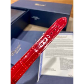 Chopard Happy Sport Series Diamond Leather Strap Watch For Women Red
