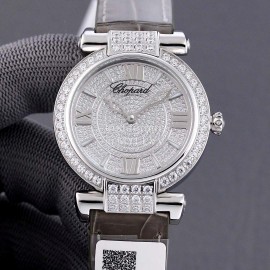 Chopard Impepiale Series Diamond Dial Leather Strap Watch