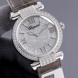 Chopard Impepiale Series Diamond Dial Leather Strap Watch