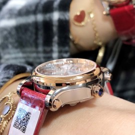 Chopard Happy Sport Red Leather Strap Watch For Women