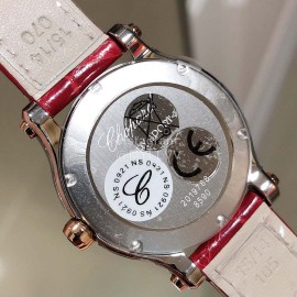 Chopard Happy Sport Red Leather Strap Watch For Women