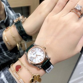 Chopard Happy Sport Green Leather Strap Watch For Women