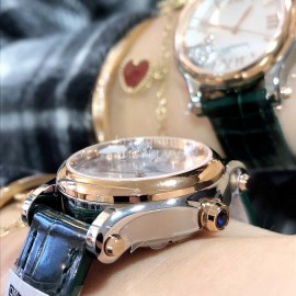 Chopard Happy Sport Green Leather Strap Watch For Women