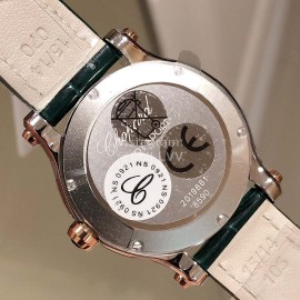 Chopard Happy Sport Green Leather Strap Watch For Women