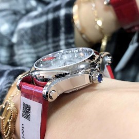 Chopard Happy Sport Leather Strap Watch For Women Red