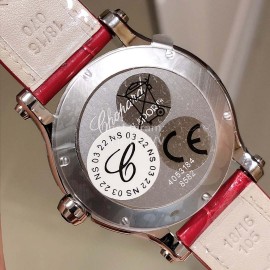 Chopard Happy Sport Leather Strap Watch For Women Red