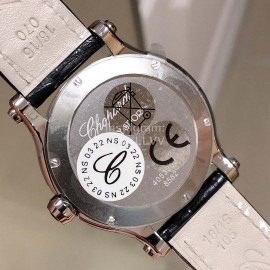 Chopard Happy Sport Leather Strap Watch For Women Black