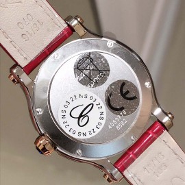 Chopard Happy Sport New Leather Strap Watch For Women Red