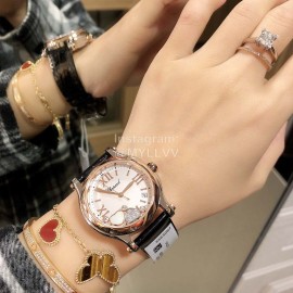 Chopard Happy Sport New Leather Strap Watch For Women Black